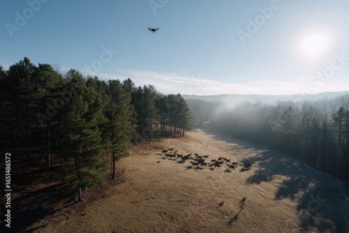ai drone studies wildlife in dense forest essence of natural behavior