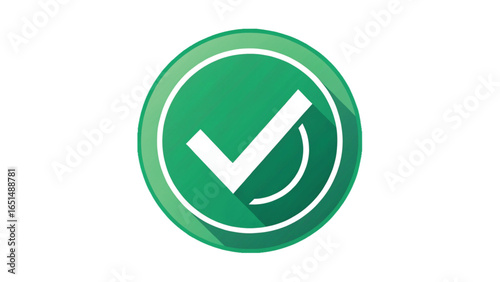 A green circle contains a prominent white checkmark, signaling completion and success. The modern design features smooth gradients and a subtle shadow, conveying clarity and a positive outcome.