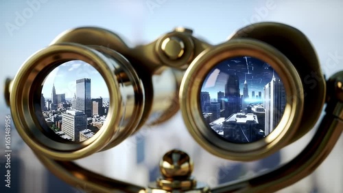 NYC Skyline Through Vintage Binoculars.