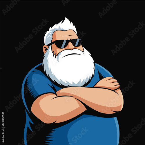 His muscular build and crossed arms convey strength and charisma, making this artwork perfect for various applications, from branding to merchandise.