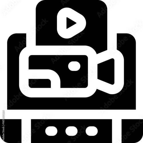 video call glyph icon. Strong and solid vector icon for websites, mobile interfaces, presentations, and visual branding. High quality and easy to edit.