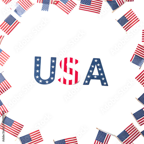 Patriotic USA Background: American Flags, Independence Day, 4th of July, Festive Design