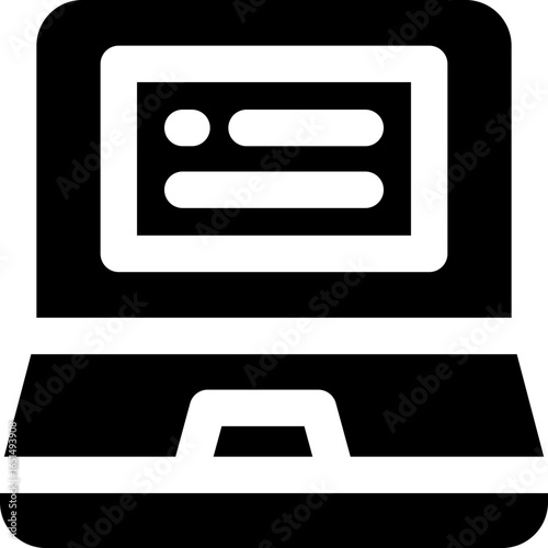 laptop glyph icon. Strong and solid vector icon for websites, mobile interfaces, presentations, and visual branding. High quality and easy to edit.