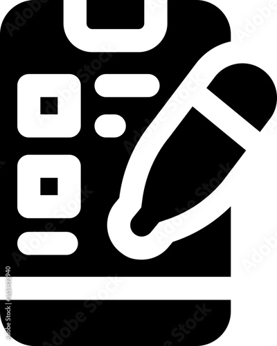 writing app glyph icon. Strong and solid vector icon for websites, mobile interfaces, presentations, and visual branding. High quality and easy to edit.