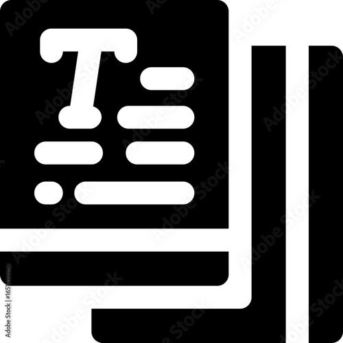 text glyph icon. Strong and solid vector icon for websites, mobile interfaces, presentations, and visual branding. High quality and easy to edit.