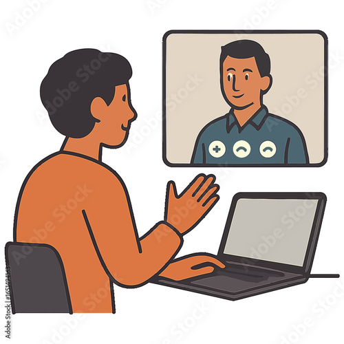 Flat style online meeting concept with two business people in virtual communication