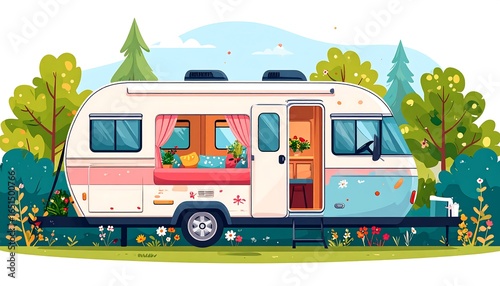 Wallpaper Mural Colorful campervan in a summer landscape Torontodigital.ca