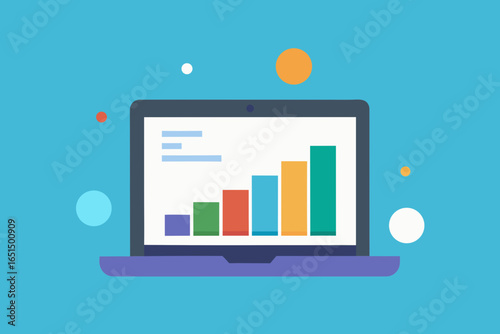 Mobile device displaying a digital financial report with a 3D growth chart and business success icons