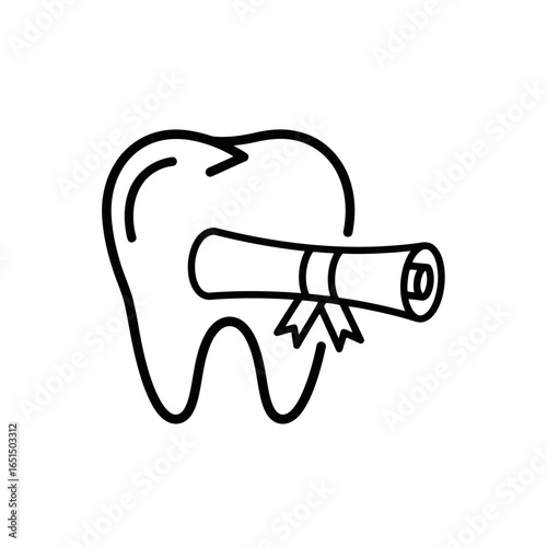 Dental Health Icon with Certificate Roll  
