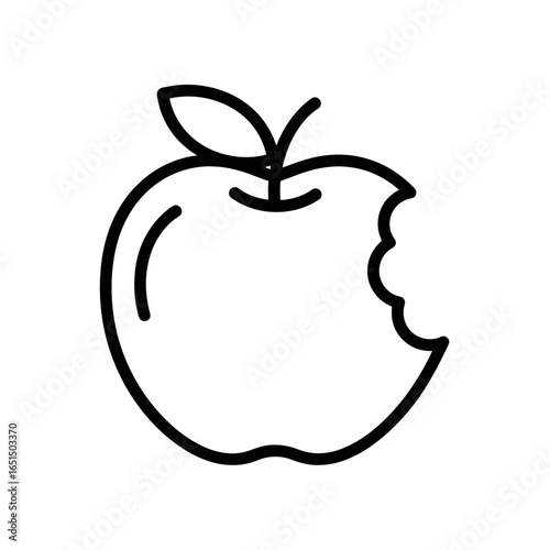 Vector icon of a bitten apple for healthy eating representation  