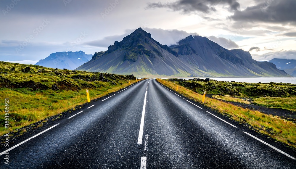 Naklejka premium Scenic highway leading to mountains