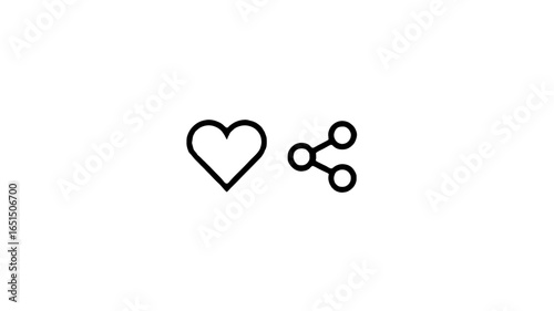 A simple heart and a share symbol, icons, expressing love and connection.
