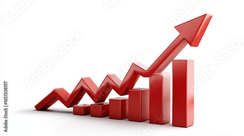 3d graph with upward arrow, single color, conceptual red 3d graph showing upward business growth and financial success Free Download 3d graph with upward arrow, single color, conceptual red 3d graph showing upward business growth and financial success - GFXLoad
