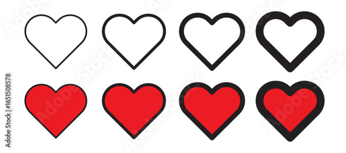 Heart vector icon. Love simple outline, red valentine symbol, heart shape, like design