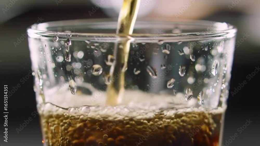 Refreshing Cold Beverage Pouring Into Wet Glass For Cool Hydration Refreshing Cold Beverage Pouring Into Wet Glass For Cool Hydration