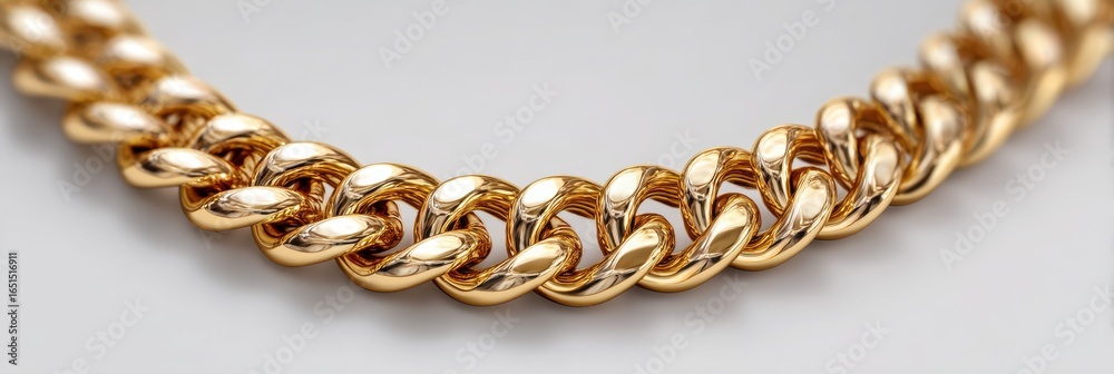 Obraz premium Shiny gold chain draped elegantly against a soft background showcasing fine jewelry craftsmanship