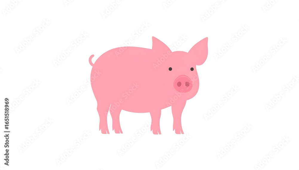 Fototapeta premium Cute pink pig illustration.