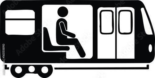 Subway Commute Silhouette Passenger in a Train Car