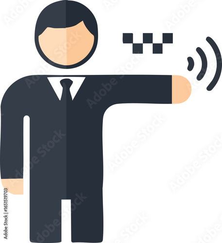 Taxi Driver with Icon Signaling and Calling for Transportation Service