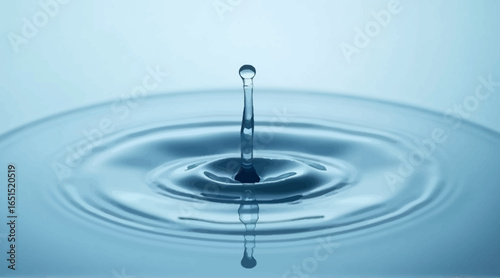 Capture the serene moment of a single water drop creating ripples, a perfect visual for purity, calm, and natural beauty in any project.