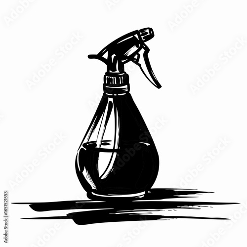 Hair spray bottle for barbershop, beauty salon, or everyday hair care. Black silhouette vector illustration