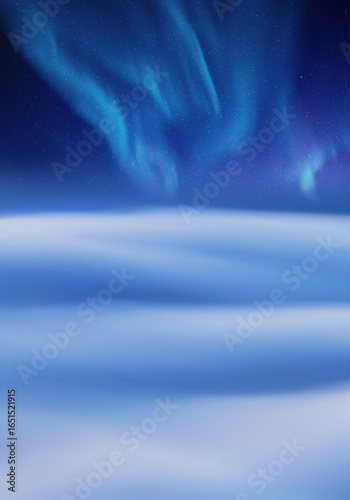 Cloud and starry sky. Natural backdrop with fog waves and polar lights