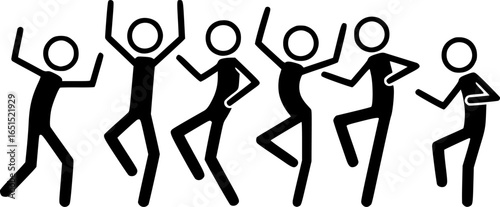 dancing people icon, stickman illustration, stick figure dance
