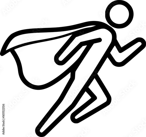 super hero, icon, isolated silhouette stickman, man in cape
