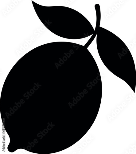 Minimalist Citron Fruit Silhouette Vector with Two Leaves