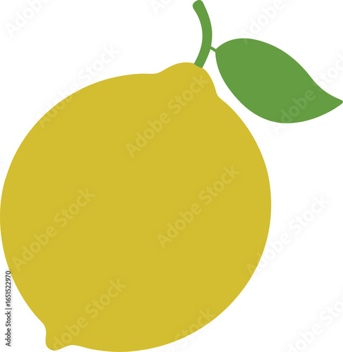 Yellow Citron Fruit Vector with Green Leaf and Stem
