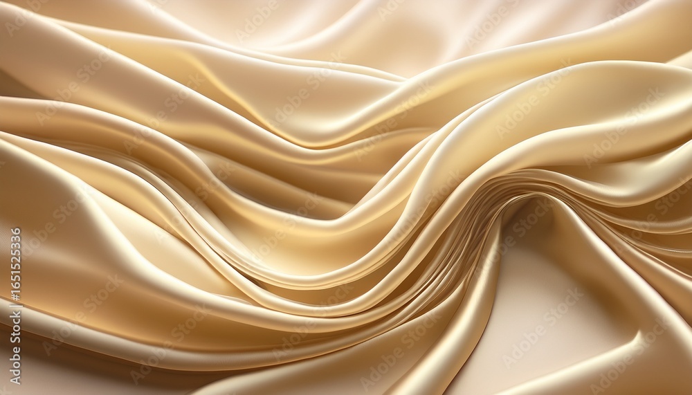 Obraz premium abstract flowing fabric soft elegant cream colored textile with subtle golden highlights elegantly curved and flowing