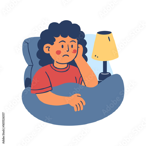 Troubled person in bed, sleepless night