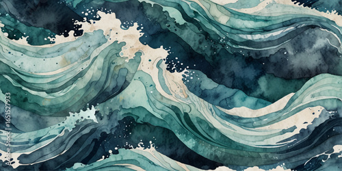 Sea water ocean wave vector background. Blue water ocean sea wave seamless background. Water ocean wave white and soft blue aqua, teal texture	
