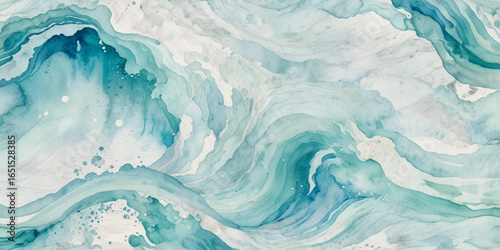 Sea water ocean wave vector background. Blue water ocean sea wave seamless background. Water ocean wave white and soft blue aqua, teal texture.