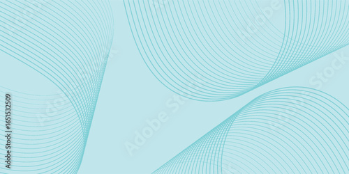 Abstract background with waves. Vector banner with lines. Background for music album, poster, card, advertisement. Geometric element for design isolated on blue. Blue gradient. Water, aqua