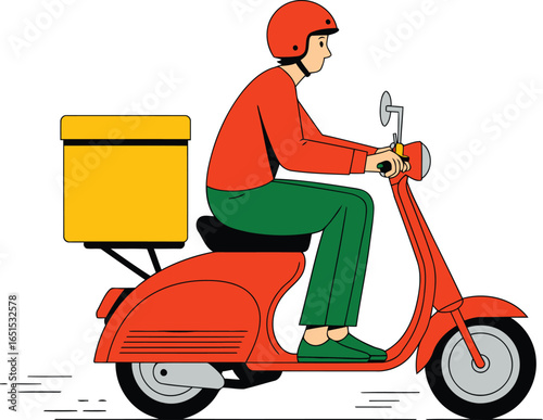 Delivery Courier on a Scooter: Fast and Reliable Transportation of Food and Goods for E-commerce and Logistics