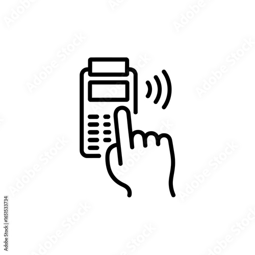 Contactless payment via terminal with hand touching screen vector illustration representing modern financial transaction and wireless connectivity technology in commerce and retail settings