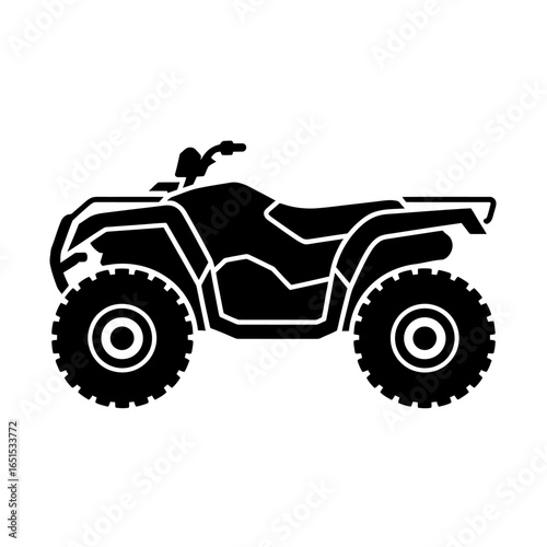 Black and White Illustration of an ATV Quad Bike Off Road Vehicle Silhouette Design