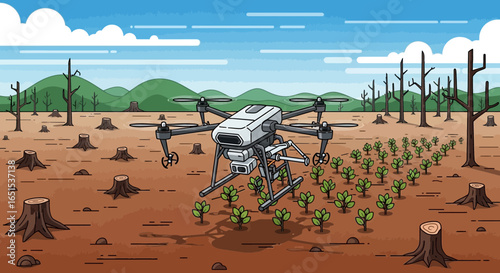 Drone Reforestation Technology Enhancing Forest Regeneration After Deforestation