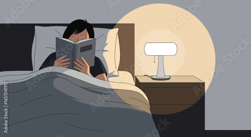 Reading At Night Girl Enjoying A Book In Bed