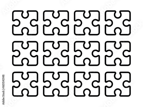 Puzzle pieces vector illustration for jigsaw game design and creative problem solving concepts vector