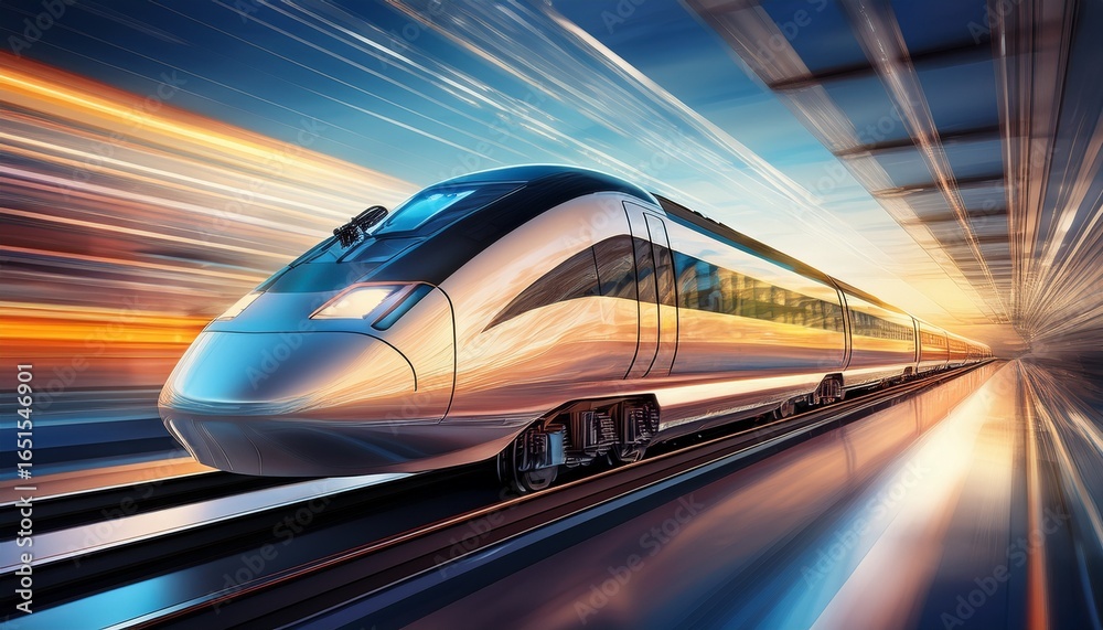 Fototapeta premium captivating high speed train in motion showcasing sleek design and advanced propulsion technology blurred background
