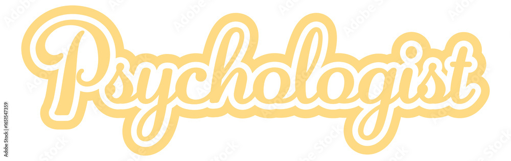 Obraz premium Psychologist text colorful calligraphy banner on transparent background, mental health awareness lettering design, behavioral analyst