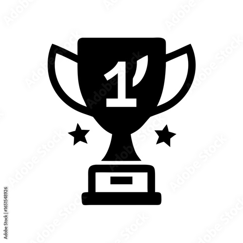 Trophy icon with number one symbolizing victory and achievement