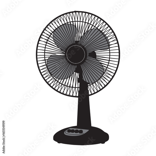 Vector black and white silhouette of a fan on white background