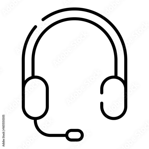 Headset, costumer service, support black line icon