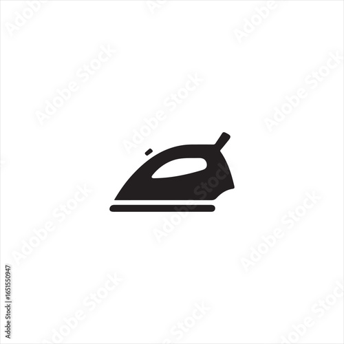 Black silhouette of a modern steam iron on a white background clothing iron laundry