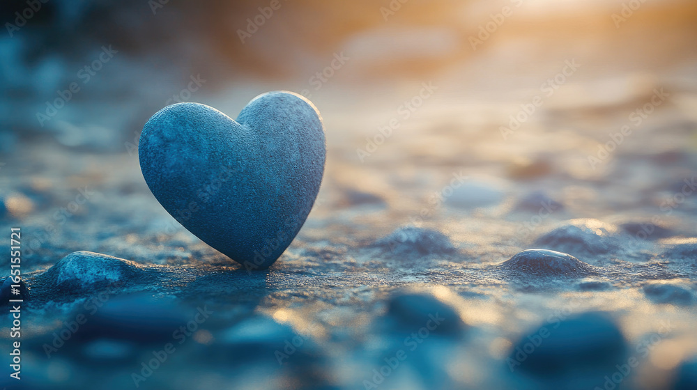 Fototapeta premium A serene image of a heart model placed on a soft surface with natural ighting