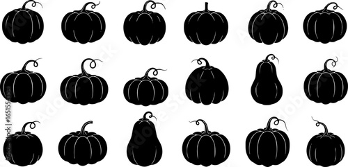 Black pumpkin silhouettes pattern gourds autumn
