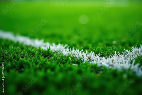 Close-up of rugby pitch markings, vibrant green, grass texture, ground